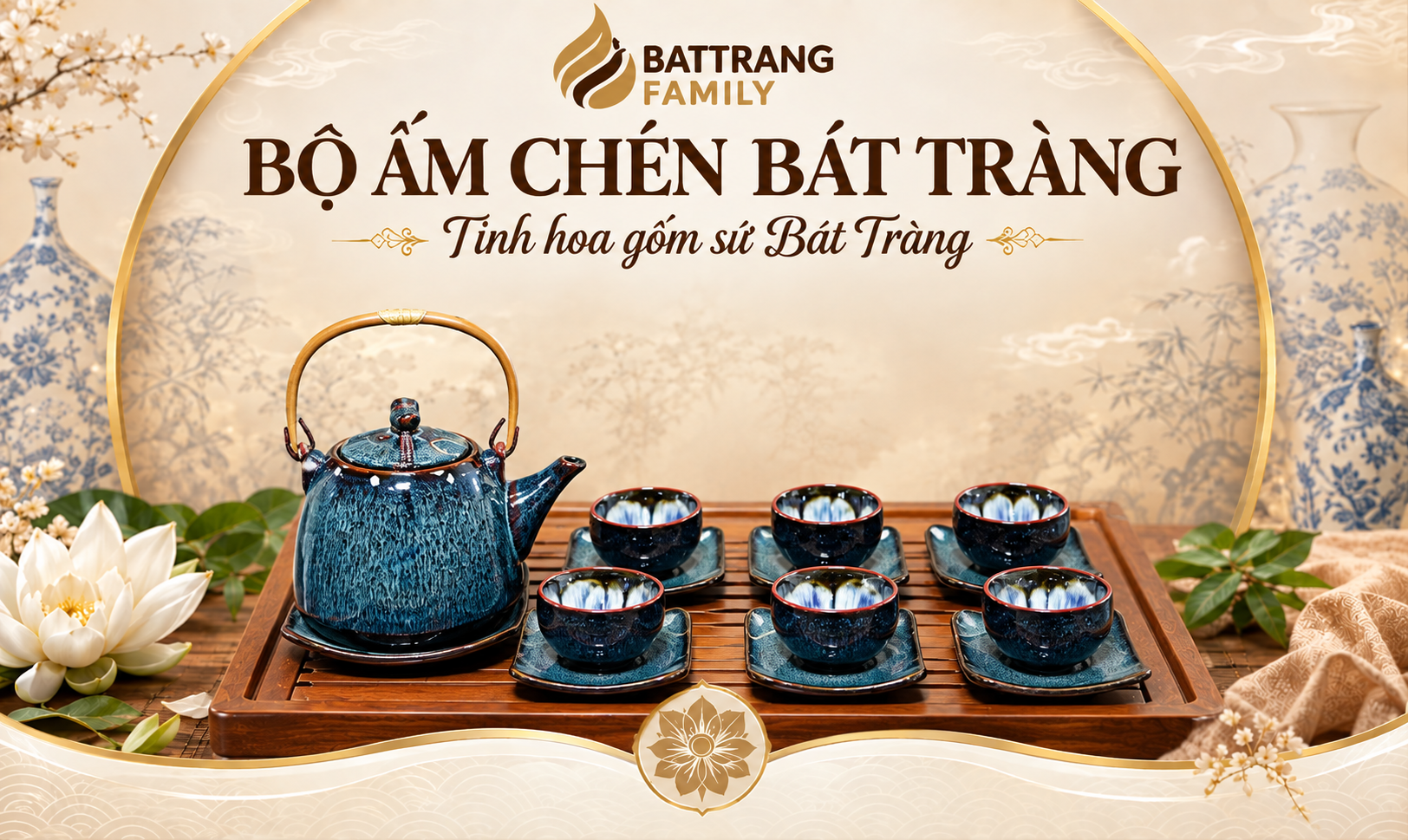 Bộ Ấm Chén Bát Tràng