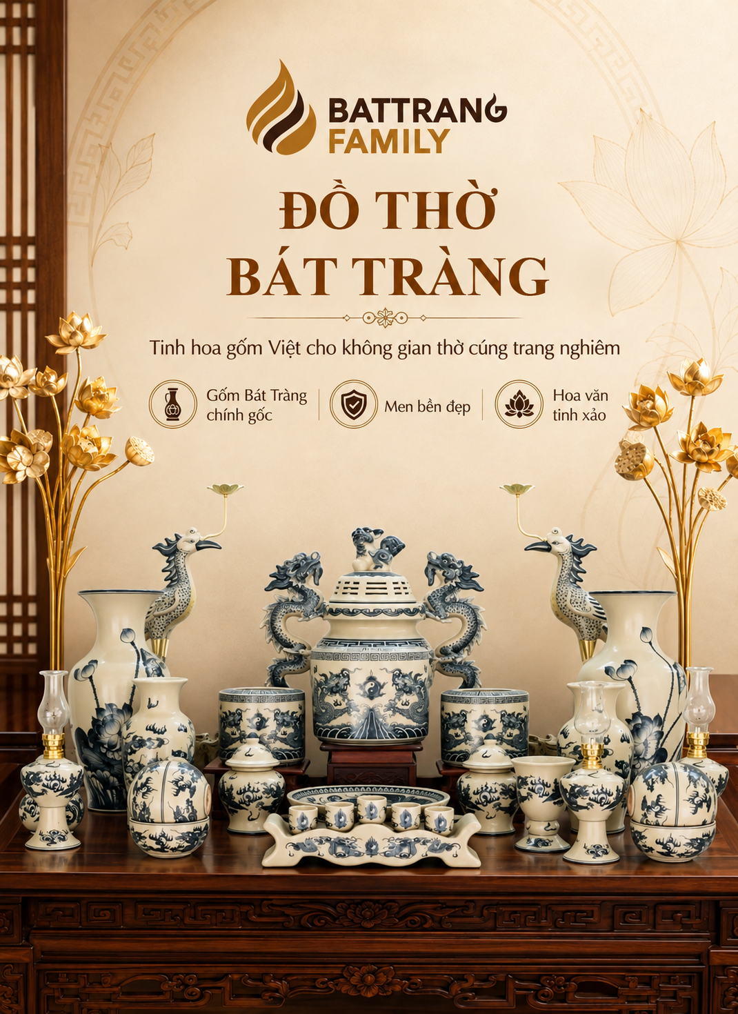 Đồ Thờ Men Rạn Trơn